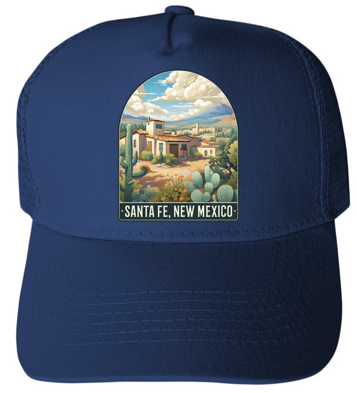Santa Fe New Mexico Design C Navy Unisex Mesh Back Trucker Hat with Adjustable Snapback 4-Pack