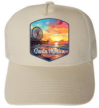 Load image into Gallery viewer, Santa Monica California Design A Unisex Mesh Back Trucker Hat with Adjustable Snapback
