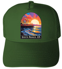 Load image into Gallery viewer, Santa Monica California Design B Unisex Mesh Back Trucker Hat with Adjustable Snapback
