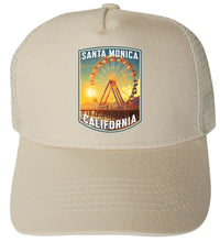 Load image into Gallery viewer, Santa Monica California Design C Unisex Mesh Back Trucker Hat with Adjustable Snapback
