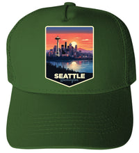 Load image into Gallery viewer, Seattle Washington Design A Unisex Mesh Back Trucker Hat with Adjustable Snapback
