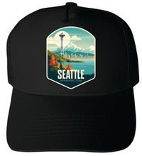 Load image into Gallery viewer, Seattle Washington Design B Unisex Mesh Back Trucker Hat with Adjustable Snapback
