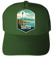 Load image into Gallery viewer, Seattle Washington Design B Green Unisex Mesh Back Trucker Hat with Adjustable Snapback 2-Pack
