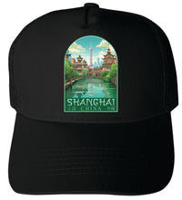 Load image into Gallery viewer, Shanghai China Old Town Design  Unisex Mesh Back Trucker Hat with Adjustable Snapback
