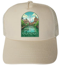 Load image into Gallery viewer, Shanghai China Old Town Design  Unisex Mesh Back Trucker Hat with Adjustable Snapback
