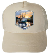 Load image into Gallery viewer, Sneads Ferry North Carolina Shrimp Boat Design Unisex Mesh Back Trucker Hat with Adjustable Snapback
