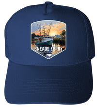 Load image into Gallery viewer, Sneads Ferry North Carolina Shrimp Boat Design Unisex Mesh Back Trucker Hat with Adjustable Snapback
