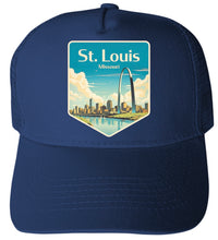 Load image into Gallery viewer, St Louis Missouri Design A Unisex Mesh Back Trucker Hat with Adjustable Snapback

