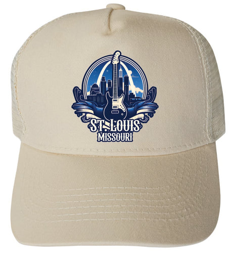 St Louis Missouri Design C Cream Unisex Mesh Back Trucker Hat with Adjustable Snapback 4-Pack
