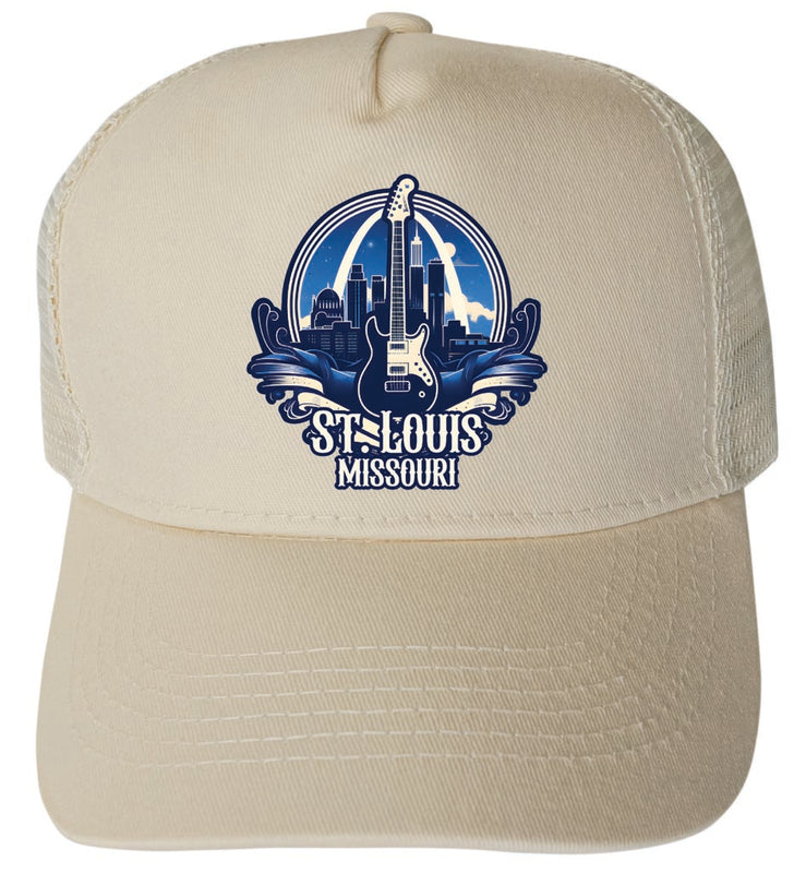 St Louis Missouri Design C Cream Unisex Mesh Back Trucker Hat with Adjustable Snapback 4-Pack