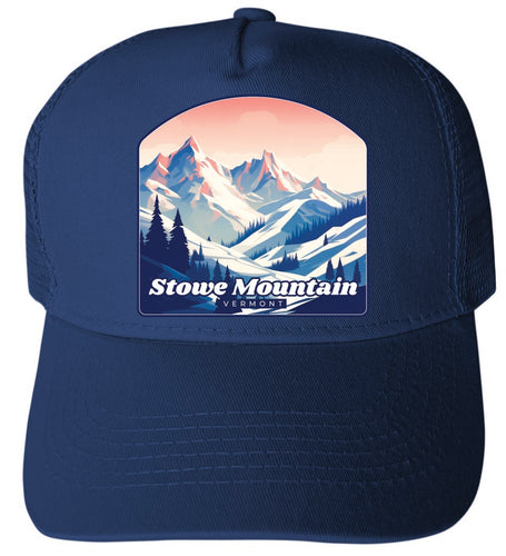 Stowe Mountain Vermont Design A Navy Unisex Mesh Back Trucker Hat with Adjustable Snapback 2-Pack