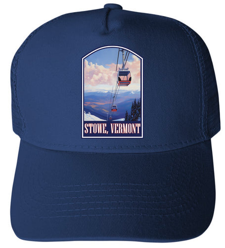 Stowe Mountain Vermont Design B Navy Unisex Mesh Back Trucker Hat with Adjustable Snapback 4-Pack
