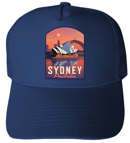 Sydney Australia Design B Navy Unisex Mesh Back Trucker Hat with Adjustable Snapback 4-Pack