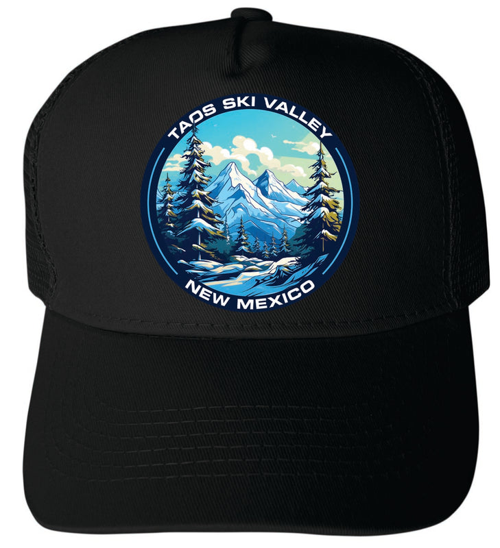 Taos Ski Valley New Mexico Unisex Mesh Back Trucker Hat with Adjustable Snapback Black