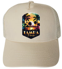 Load image into Gallery viewer, Tampa Florida Design A Unisex Mesh Back Trucker Hat with Adjustable Snapback
