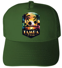 Load image into Gallery viewer, Tampa Florida Design A Unisex Mesh Back Trucker Hat with Adjustable Snapback
