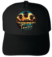 Load image into Gallery viewer, Tampa Florida Design B Unisex Mesh Back Trucker Hat with Adjustable Snapback
