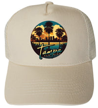 Load image into Gallery viewer, Tampa Florida Design B Unisex Mesh Back Trucker Hat with Adjustable Snapback
