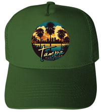 Load image into Gallery viewer, Tampa Florida Design B Green Unisex Mesh Back Trucker Hat with Adjustable Snapback 2-Pack
