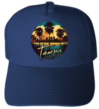Load image into Gallery viewer, Tampa Florida Design B Unisex Mesh Back Trucker Hat with Adjustable Snapback
