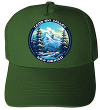 Load image into Gallery viewer, Taos Ski Valley New Mexico Design A Unisex Mesh Back Trucker Hat with Adjustable Snapback
