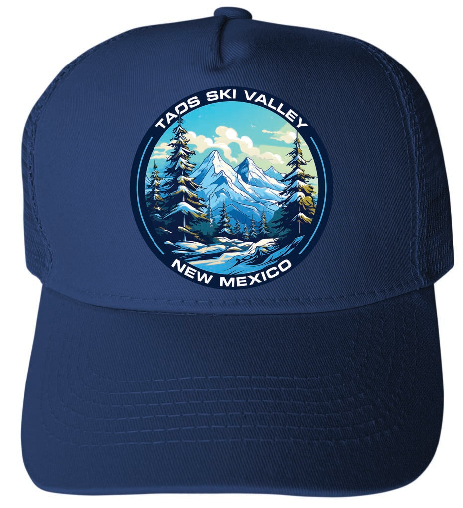 Taos Ski Valley New Mexico Design A Navy Unisex Mesh Back Trucker Hat with Adjustable Snapback 4-Pack