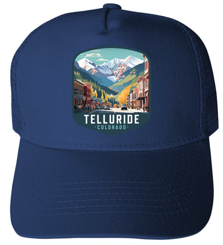 Telluride Colorado Design A Navy Unisex Mesh Back Trucker Hat with Adjustable Snapback 4-Pack