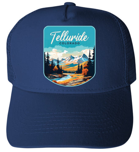 Telluride Colorado Design B Navy Unisex Mesh Back Trucker Hat with Adjustable Snapback 4-Pack