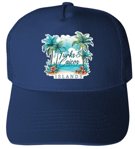 Turks and Caicos Islands Design C Navy Unisex Mesh Back Trucker Hat with Adjustable Snapback 2-Pack