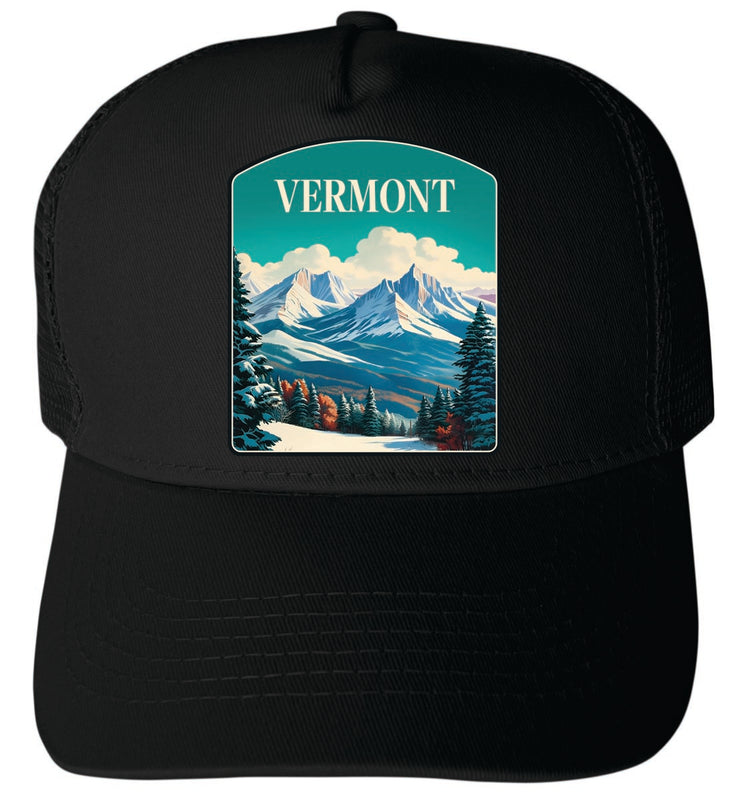 Vermont Unisex Mesh Back Trucker Hat with Adjustable Snapback Black