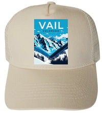 Load image into Gallery viewer, Vail Colorado Design A Unisex Mesh Back Trucker Hat with Adjustable Snapback
