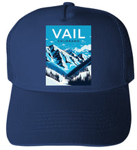 Load image into Gallery viewer, Vail Colorado Design A Unisex Mesh Back Trucker Hat with Adjustable Snapback
