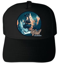 Load image into Gallery viewer, Vail Colorado Design C Unisex Mesh Back Trucker Hat with Adjustable Snapback
