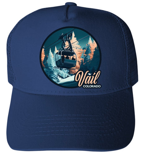 Vail Colorado Design C Navy Unisex Mesh Back Trucker Hat with Adjustable Snapback 4-Pack