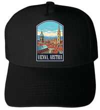 Load image into Gallery viewer, Vienna Austria Design B Unisex Mesh Back Trucker Hat with Adjustable Snapback
