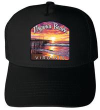 Load image into Gallery viewer, Virginia Beach Virginia Design A Unisex Mesh Back Trucker Hat with Adjustable Snapback
