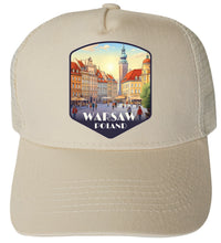 Load image into Gallery viewer, Warsaw Poland Old Town Market Place Design Unisex Mesh Back Trucker Hat with Adjustable Snapback
