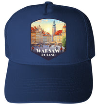 Load image into Gallery viewer, Warsaw Poland Old Town Market Place Design Navy Unisex Mesh Back Trucker Hat with Adjustable Snapback 4-Pack
