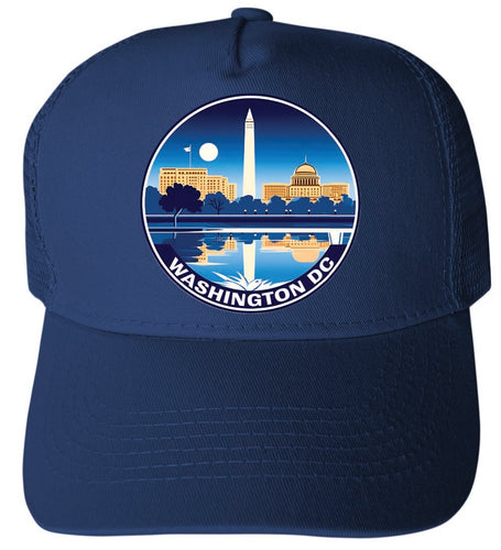 Washington DC Design A Navy Unisex Mesh Back Trucker Hat with Adjustable Snapback 4-Pack