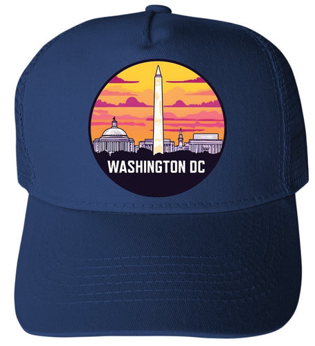 Washington DC Design C Navy Unisex Mesh Back Trucker Hat with Adjustable Snapback 4-Pack