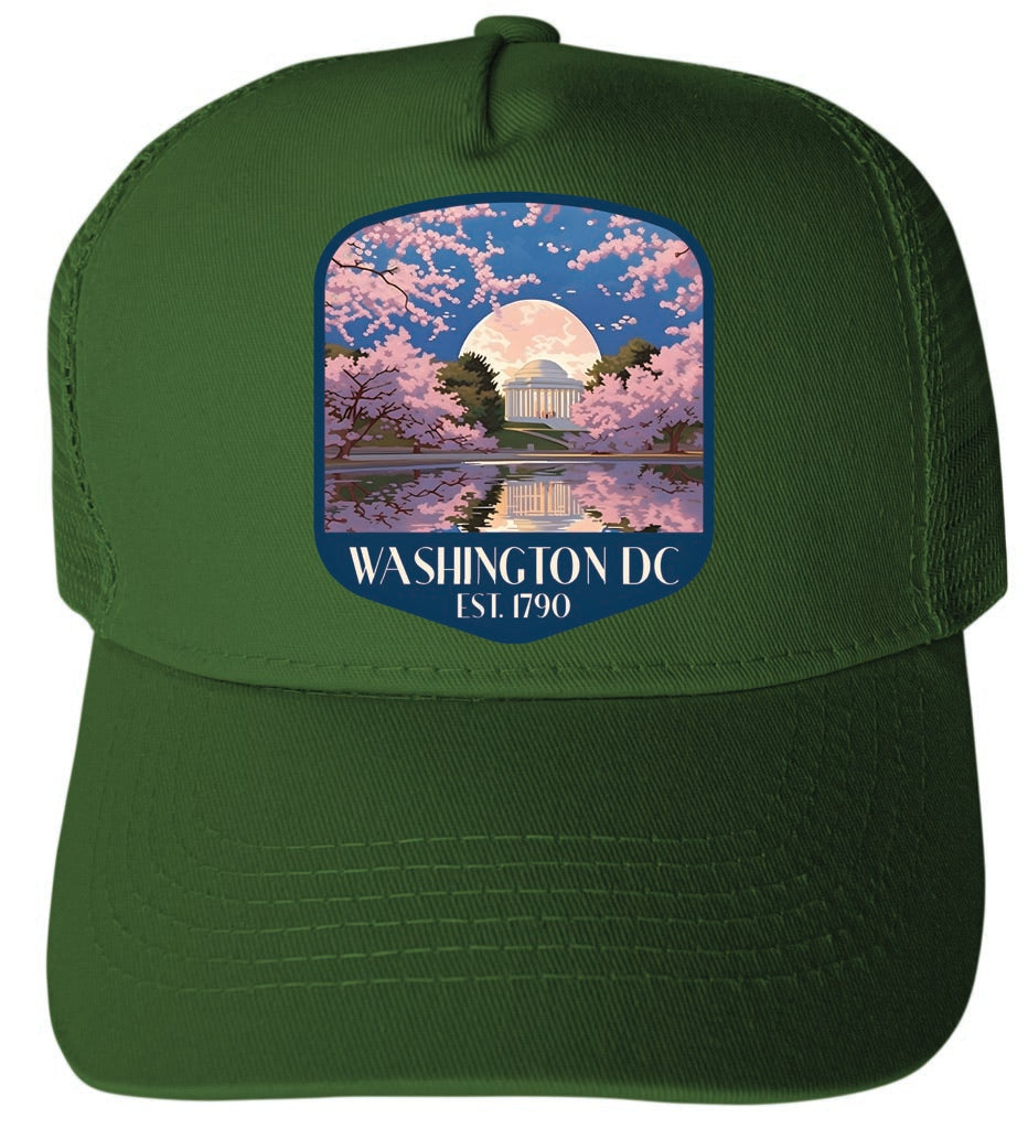 Washington DC Design D Green Unisex Mesh Back Trucker Hat with Adjustable Snapback 2-Pack