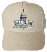 Load image into Gallery viewer, Washington DC Design E Unisex Mesh Back Trucker Hat with Adjustable Snapback
