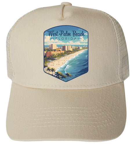 West Palm Beach Florida Design A Cream Unisex Mesh Back Trucker Hat with Adjustable Snapback 4-Pack