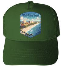 Load image into Gallery viewer, West Palm Beach Florida Design A Unisex Mesh Back Trucker Hat with Adjustable Snapback
