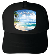 Load image into Gallery viewer, West Palm Beach Florida Design B Unisex Mesh Back Trucker Hat with Adjustable Snapback
