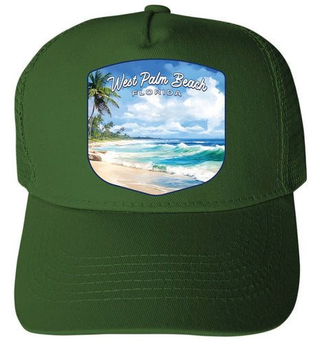 West Palm Beach Florida Design B Green Unisex Mesh Back Trucker Hat with Adjustable Snapback 4-Pack