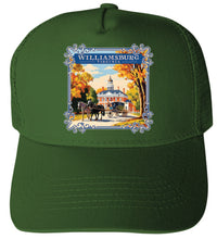 Load image into Gallery viewer, Williamsburg Virginia Governor&#39;s Palace Design Unisex Mesh Back Trucker Hat with Adjustable Snapback
