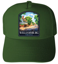 Load image into Gallery viewer, Williamsburg Virginia Colonial Street Design Unisex Mesh Back Trucker Hat with Adjustable Snapback
