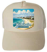 Load image into Gallery viewer, Wilmington North Carolina Beach Waves Design Cream Unisex Mesh Back Trucker Hat with Adjustable Snapback 4-Pack

