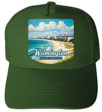 Load image into Gallery viewer, Wilmington North Carolina Beach Waves Design Unisex Mesh Back Trucker Hat with Adjustable Snapback
